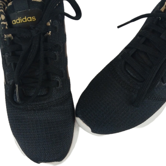 Adidas 7.5 Black White Cheetah Sneakers Trim Running Cloudfoam Super Puremotion - Picture 6 of 15